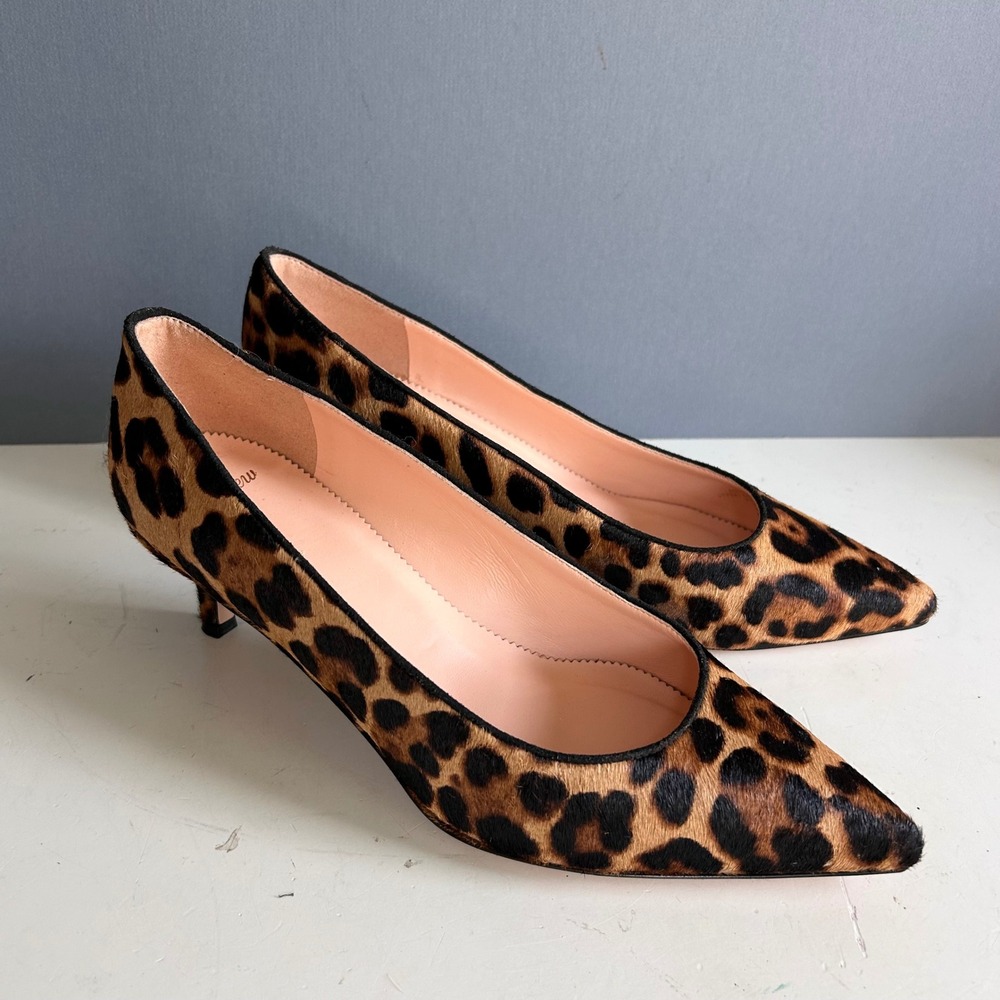 J.Crew Leopard Animal Print Kitten Heels women's 9.5 Calf Hair Office Siren NEW